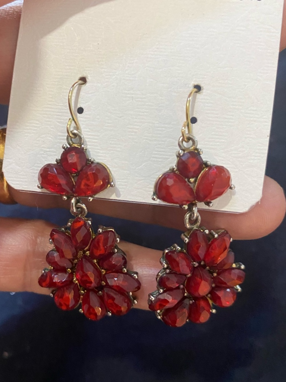 Elegant Red Crystal Drop Earrings - Picture 1 of 8